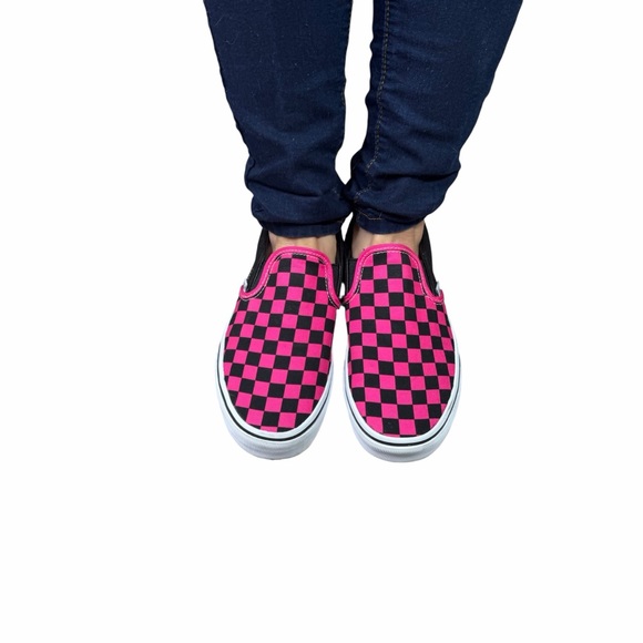 NWOT Vans Pink & Black Checkerboard Unisex Slip-On Skate Shoe - Size 8.5 - Picture 8 of 16